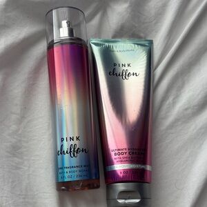 Bath & Body Works Pink Chiffon Mist & Body Cream - Pink, Purple, Blue Gradient